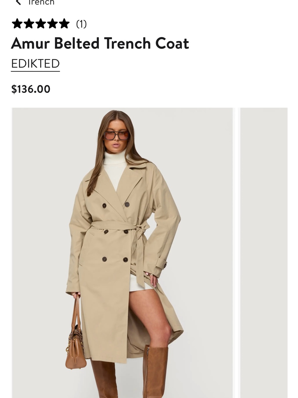 Edikted Classic Double-Breasted Trench Coat Tan